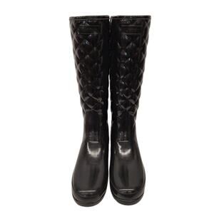 Hunter Refined Quilted Tall Black Rain Boots 6